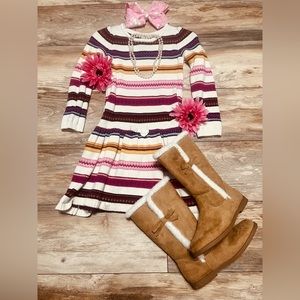 Multi color fall/winter striped sweater dress! Size 7 girls!